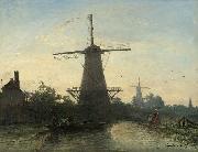 Johan Barthold Jongkind Mills near Rotterdam Spain oil painting artist
